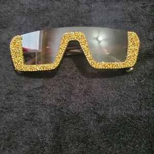 Source Unknown Gold Crystal Sunglasses